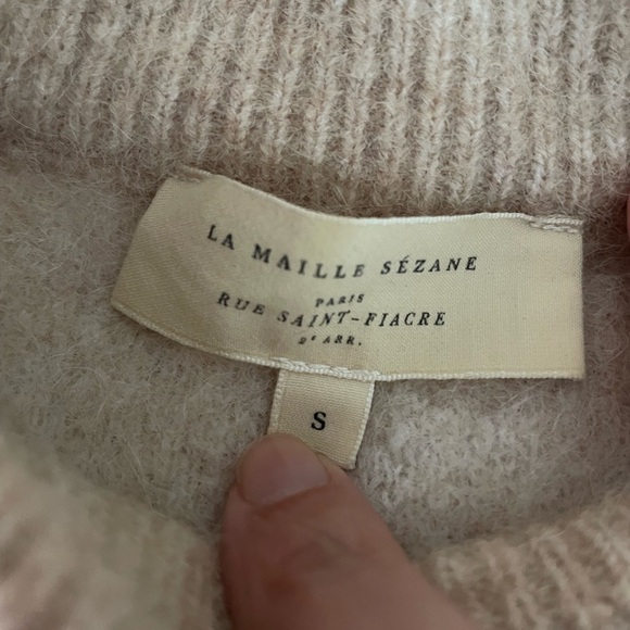 Sezane Cream and Tan Checkered Sweater - Picture 3 of 5